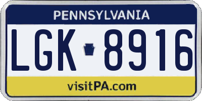 PA license plate LGK8916