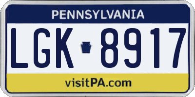 PA license plate LGK8917