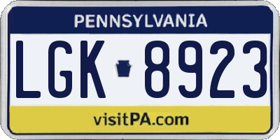 PA license plate LGK8923