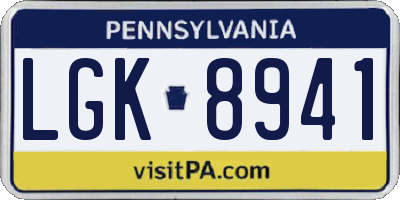 PA license plate LGK8941
