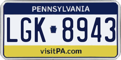 PA license plate LGK8943