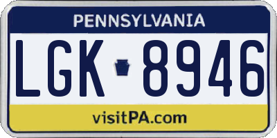 PA license plate LGK8946