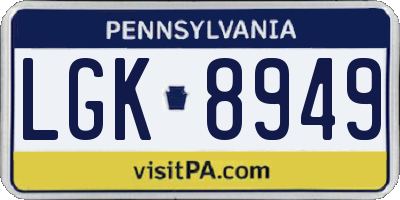PA license plate LGK8949