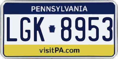 PA license plate LGK8953
