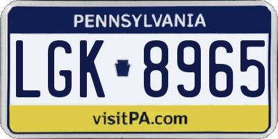 PA license plate LGK8965