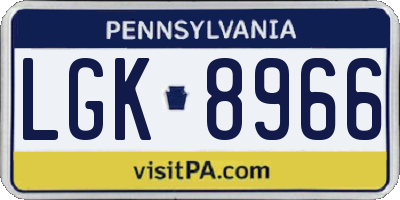 PA license plate LGK8966
