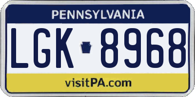 PA license plate LGK8968