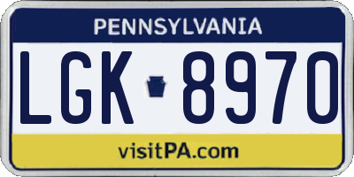 PA license plate LGK8970