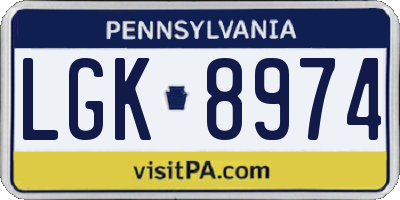 PA license plate LGK8974