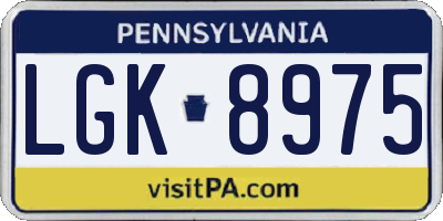 PA license plate LGK8975