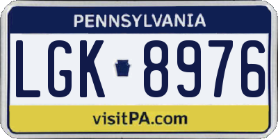 PA license plate LGK8976