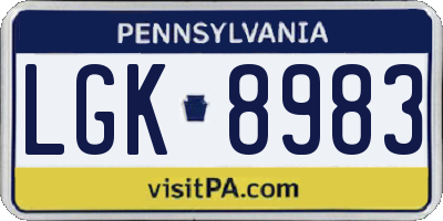 PA license plate LGK8983