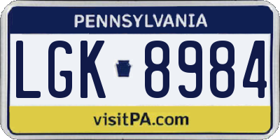 PA license plate LGK8984