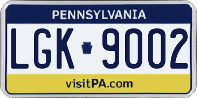 PA license plate LGK9002