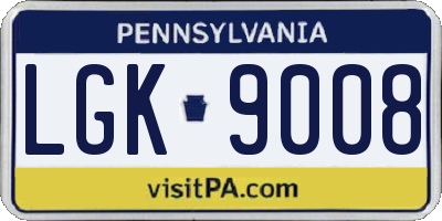 PA license plate LGK9008