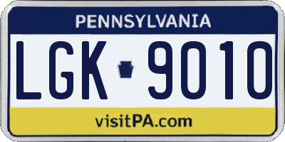 PA license plate LGK9010
