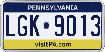 PA license plate LGK9013