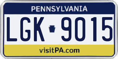 PA license plate LGK9015