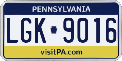 PA license plate LGK9016