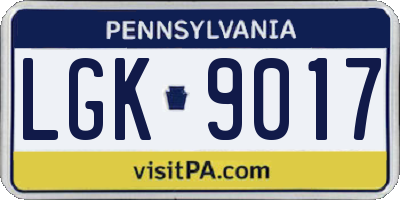 PA license plate LGK9017