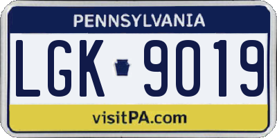 PA license plate LGK9019