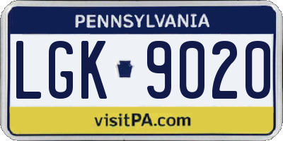 PA license plate LGK9020