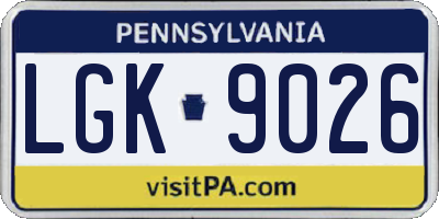 PA license plate LGK9026