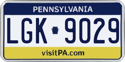 PA license plate LGK9029
