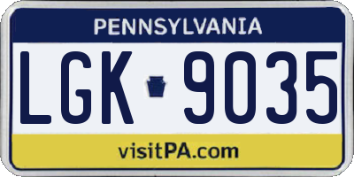 PA license plate LGK9035