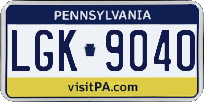 PA license plate LGK9040