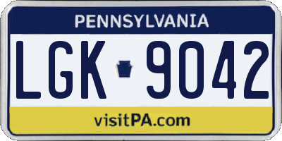 PA license plate LGK9042