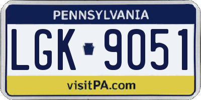 PA license plate LGK9051