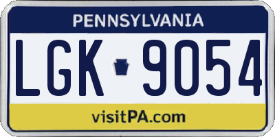 PA license plate LGK9054