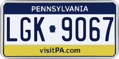 PA license plate LGK9067