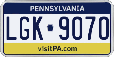 PA license plate LGK9070