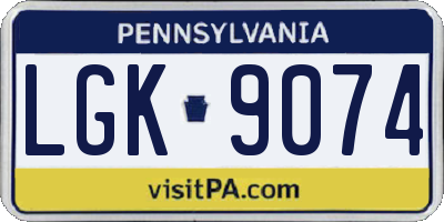 PA license plate LGK9074