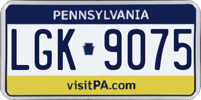 PA license plate LGK9075