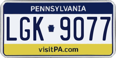 PA license plate LGK9077