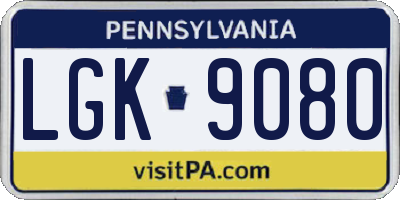 PA license plate LGK9080