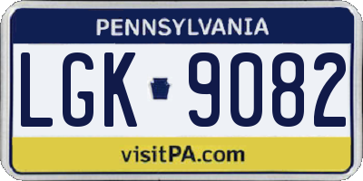 PA license plate LGK9082