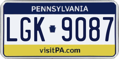 PA license plate LGK9087