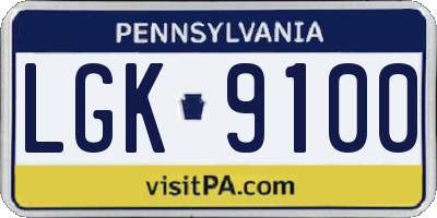 PA license plate LGK9100
