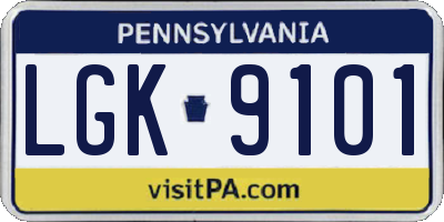 PA license plate LGK9101