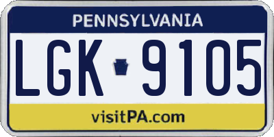 PA license plate LGK9105