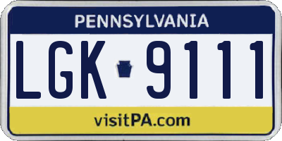 PA license plate LGK9111