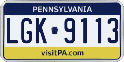 PA license plate LGK9113