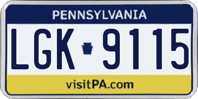PA license plate LGK9115