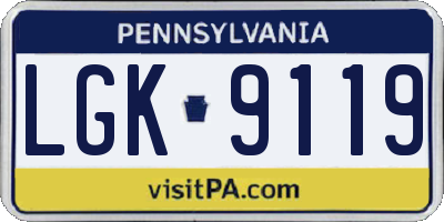 PA license plate LGK9119