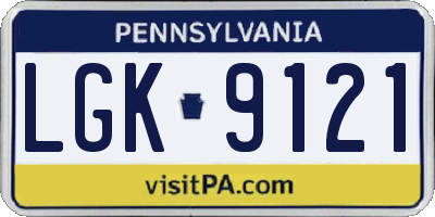 PA license plate LGK9121