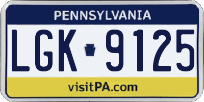 PA license plate LGK9125